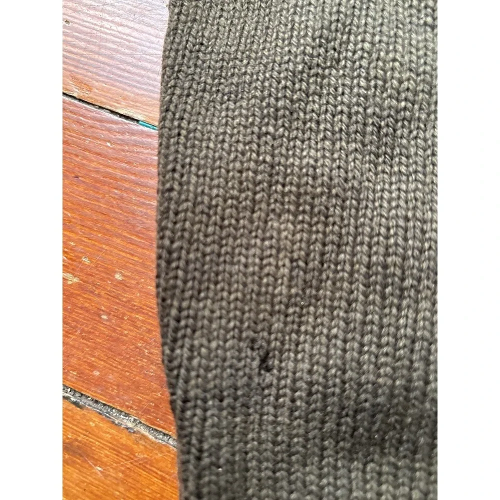 Polo Ralph Lauren Sweater Mens Large Green Lambswool Mock Neck Quarter Zip FLAW